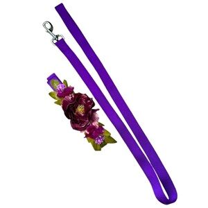 Purple Floral Dog Collar & Leash